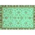 thumbnail image 1 of Ahgly Company Machine Washable Indoor Rectangle Oriental Turquoise Blue Traditional Area Rugs, 5' x 7', 1 of 4