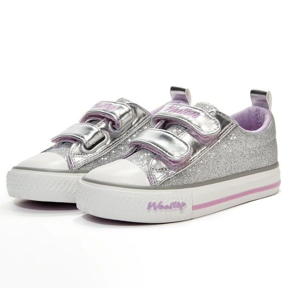 Weestep Toddler Little Kid Girls and Boys School Glitter Hook and Loop Sneaker