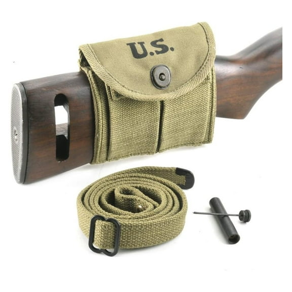 Carbine Sling, Oiler, & Buttstock Pouch Lt. OD Marked JT&L 1943