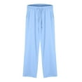 thumbnail image 4 of Admvng Womens Sweatpants Solid Casual Elastic Waist Long Wide Leg Pants, Size S-5XL, 4 of 7