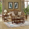 thumbnail image 5 of Gexpusm Oval Glass Coffee Tables,2-Tier Solid Wood with Storage Shelf 46"L x 18"H,Vintage,Dark Brown, 5 of 8