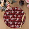 thumbnail image 3 of Christmas Round Placemats Set of 4, Braided Polypropylene Place Mats, Black Red Buffalo Plaid Winter Xmas Snowflake Washable Table Mats for Kitchen Dinner Holiday Wedding Party Coffee Table Decor 13", 3 of 9