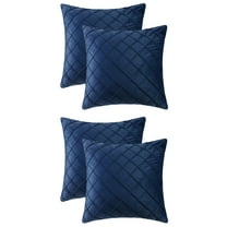 Unique Bargains 4Pcs Velvet Geometric Textured Pillow Covers Home Decor Cushion Covers Navy Blue 18" x 18"
