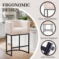 thumbnail image 3 of CRERIYO 26" Counter Height Bar Stools Set of 2, Fabric Upholstered Modern Barrel Bar Chairs with Metal Frame, Beige, 3 of 6