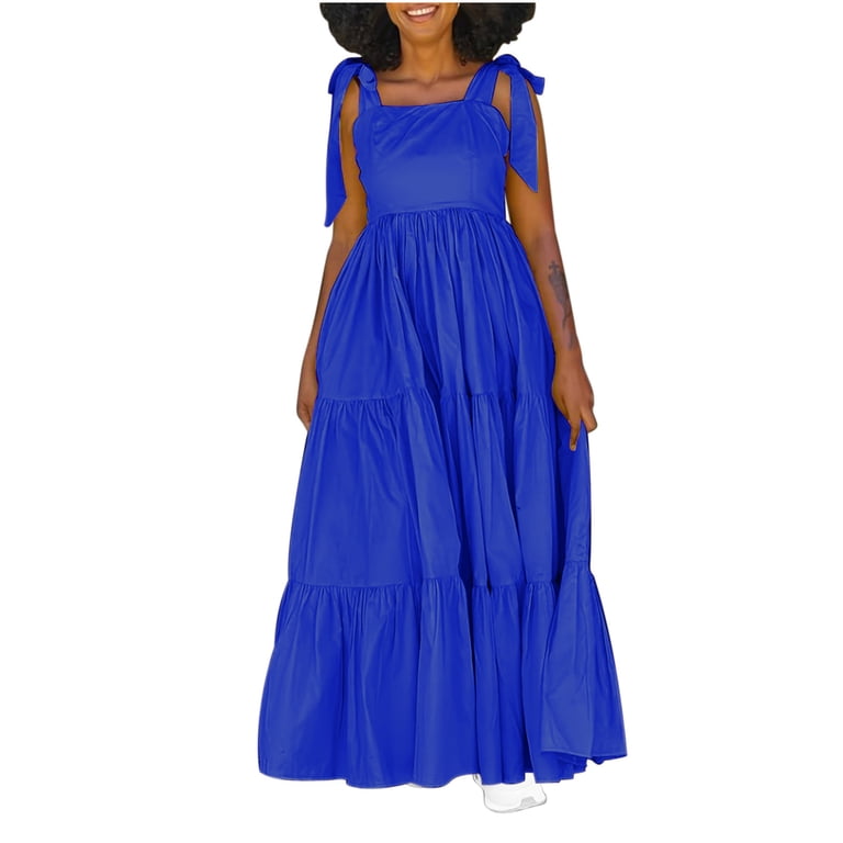 Ovbmpzd Work Dresses for Women Blue Babydoll Sleeveless Maxi Dress Long Dresses  Womens Formal Dresses L - Walmart.com