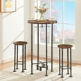 thumbnail image 1 of VECELO 3-Piece Bar Table Set, Wooden Round Table and 2 Stools Set for Kitchen, Dining Room, Living Room, Brown, 1 of 9