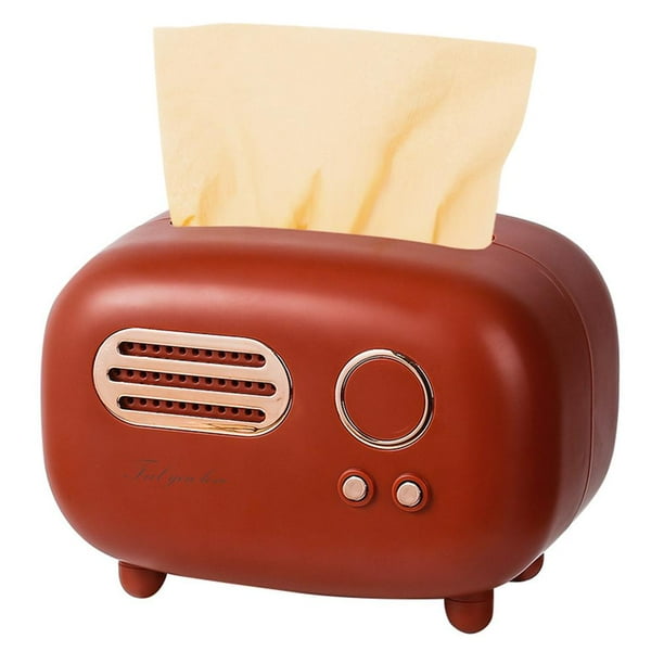 CAJA de Pañuelos, Servilletero de Plástico Modelo de Radio Retro Con Diseño Artínstico, Fácil de, Moderno y pronctico para Sala de Estar, Cocina, Dormitorio