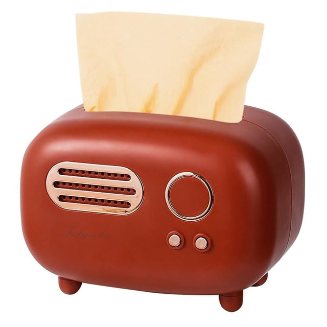 CAJA de Pañuelos, Servilletero de Plástico Modelo de Radio Retro Con Diseño Artínstico, Fácil de, Moderno y pronctico para Sala de Estar, Cocina, Dormitorio