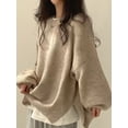 thumbnail image 4 of Women'S Long Sleeve Crewneck Jumper with Side Slit, Casual Soft Ribbed Knit Fall Winter Pullover Sweater, 4 of 8