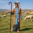 thumbnail image 3 of Gaexia Kids Shepherd Outfit Boys Robe Set Head Wrap Belt Biblical Theme Dress Up Clothing Pageant Outfit, 3 of 5