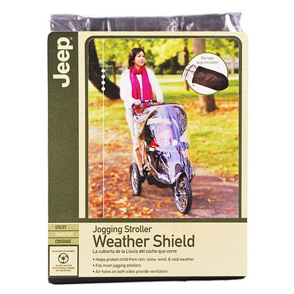 jeep jogging stroller weather shield, baby rain cover, universal size to fit most jogging strollers, waterproof, windproof, ventilation,protection, pram,vinyl, clear, plastic - image 3 of 3