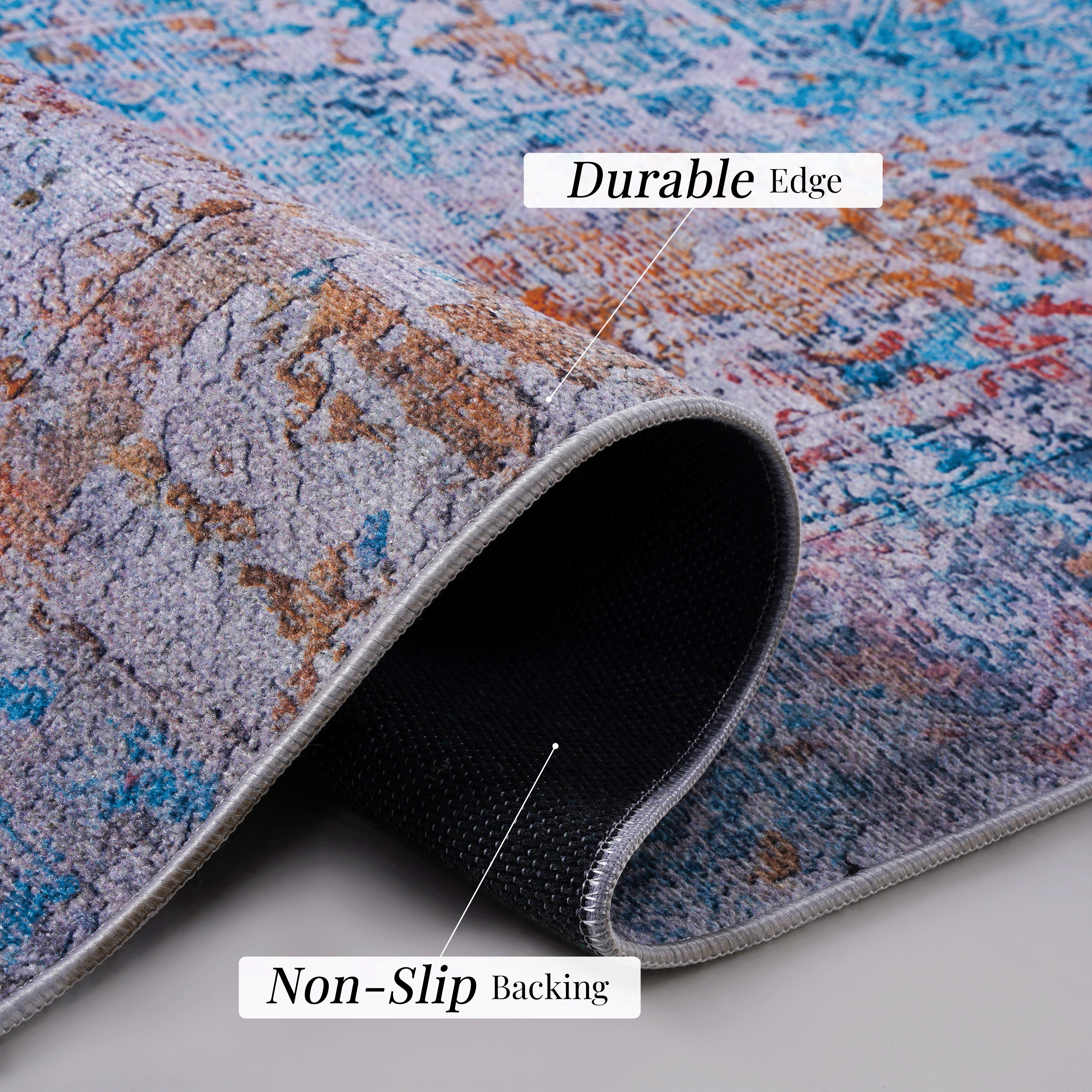 Area Rug 5' x 8' Non-Slip Low Pile Chenille Rug Stain Resistant Indoor Carpet for Living Room Bedroom Dining Room Kitchen Hallway Playroom