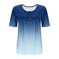 thumbnail image 4 of Ohufall Blouses Grande Taille pour Femmes Chemises à Manches Courtes Plissées Col Rond Décontracté, 4 of 5