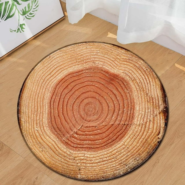 Tapis de Sol Rond à Grain de Bois pour la Maison, Tapis de Sol pour Enfants, Yoga, Revêtement de Pièce Rond