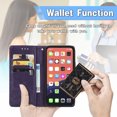 thumbnail image 5 of Decase for Apple iPhone XR 6.1" Wallet Cover, Shockproof Magnetic Flower Embossed Premium PU Leather Wallet Card Slots Flip Protective Phone Case with Hand Strap and Kickstand, Purple, 5 of 7