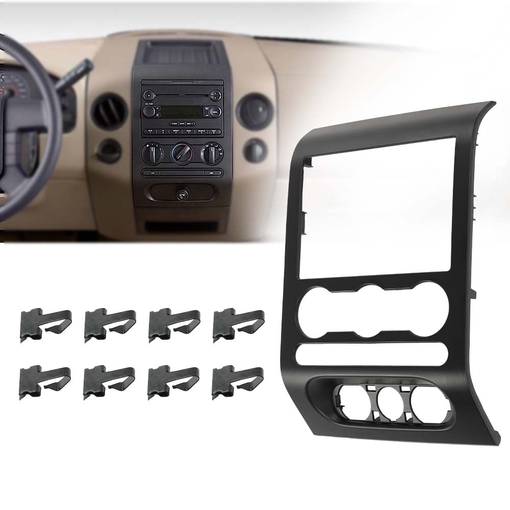 PIT66 Dash Radio Bezel Center Trim Panel Cover Fit for 2004-2008 Ford F150 4L3Z-1504302-AAA Black