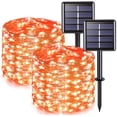 thumbnail image 2 of JMEXSUSS Paquete de 2 luces solares de Halloween de color naranja, 33 pies, 100 luces LED solares para exteriores, luces solares impermeables para árbol, patio, jardín, decoraciones de Acción de Graci, 2 of 4