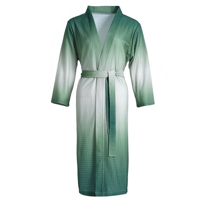 PEASKJP Women's Sleepwear Robe Short Knit Bathrobe Lightweight Soft Robes, Green XXXL