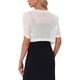 thumbnail image 3 of Inspire Chic Cárdigan Bolero Corto de Manga Corta con Ruched Abierto Frontal de Malla para Mujeres Blanco L, 3 of 5