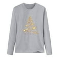 thumbnail image 4 of Craaazy Christmas Shirts for Women Trendy Shining Christmas Tree Printed Casual Round Neck Loose Long Sleeve Womens Top Gifts for Women, 4 of 5