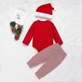 thumbnail image 7 of Styles I Love Unisex Infant Baby Boys Girls Santa Claus My 1st Christmas Red Long Sleeve Bodysuit and Striped Pants, Hat 3pcs Holiday Outfit (6 Months), 7 of 7