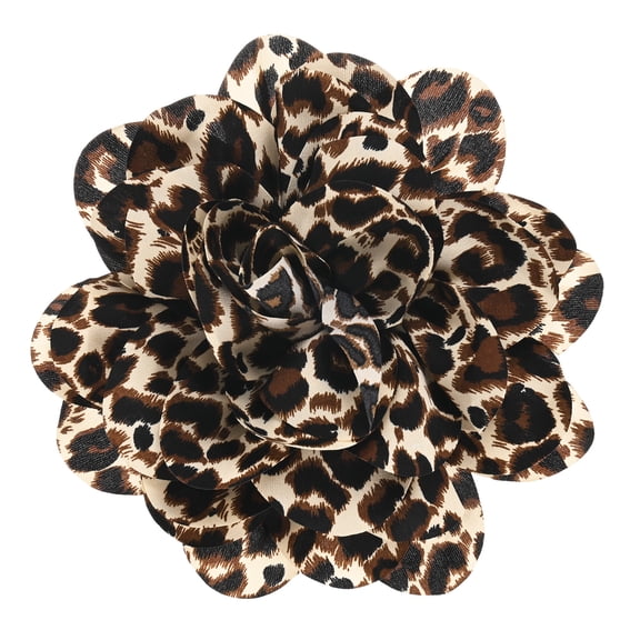 Extra Large Rose Flower Brooches, 8.3 Inch Lapel Pins Dainty Satin Fabric Big Camellia Oversized Brooch Pin [21cm, Brown Leopard]