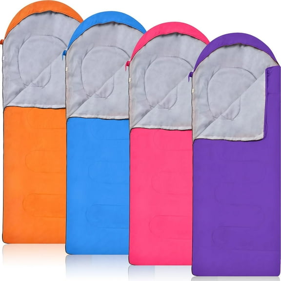 4 Pcs 0 Degree Camping Sleeping Bags Bulk for Adults 4 Season Warm Cold Weather Sleeping Bags with Compression Sack Lightweight Portable Waterproof for Backpacking Hiking Outdoor