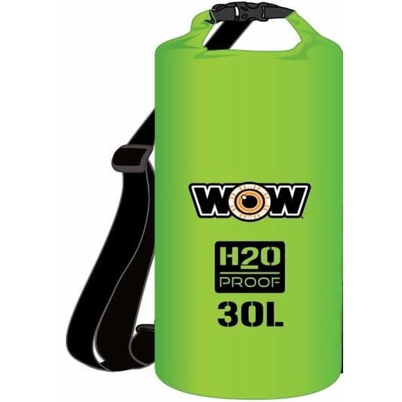 Sac à Dos World of Watersports 18-5090G H2O Proof; Randonnée; Capacité de 30 Litres; 1 Grande Boucle Compartiment Verrouillé; Vert avec Logo WOW Noir; Bâche en PVC; Imperméable; avec Bandoulière Réglable