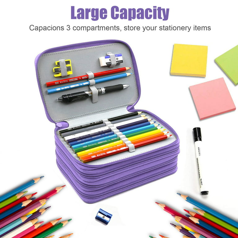 72 Slots Pencil Case, TSV Handly Multi-Layer Pen Pouch Organizer for  Colored Pencils, Watercolor Pens, Gel Pen - Blue 