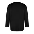 thumbnail image 4 of 3/4 Sleeve Shirt Men Fashion Crew Neck Baseball Tshirts Lightweight Breathable Casual Regular Fit Pure Color Tees Black 2XL, 4 of 5
