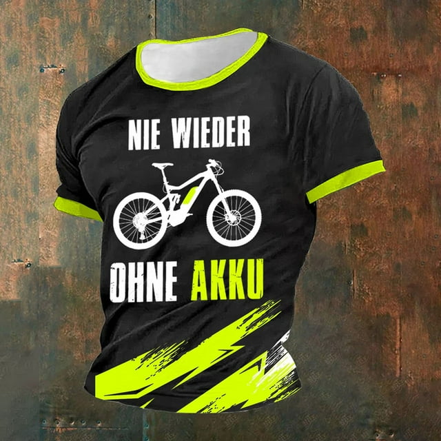 Funny Saying Men's T Shirt Never Underestimate An Old Man with An E Bike Humor Tee for Daily Wear