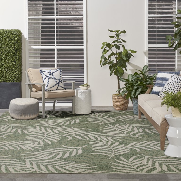 Nourison Garden Oasis Indoor Outdoor Green Ivory Rug, 9x12