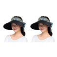 thumbnail image 1 of Minnieouse Sombrero de mujer decorativo colorido reemplazo a prueba de viento transpirable plegable al aire libre viaje Sunbonnet sombrero negro Negro 2piezas, 1 of 6