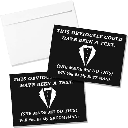 8 Pieces Groomsmen Proposal Gift Proposal Cards 7 Pieces Will You Be My Groomsman Funny Cards and 1 Will You Be My Best Man Card for Wedding Party Supplies(White Font)$$Home Decor, Kitchen, & Other