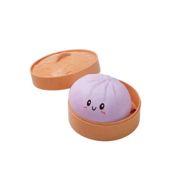 HOXZODT Giant Glitter Dumpling Squishy 3.15 Inch with Steamer, Cute Purple Baozi Squeeze Fidget Toy, Stress Relief Sensory Toy for Kids Adults Party Gift Desktop Decor