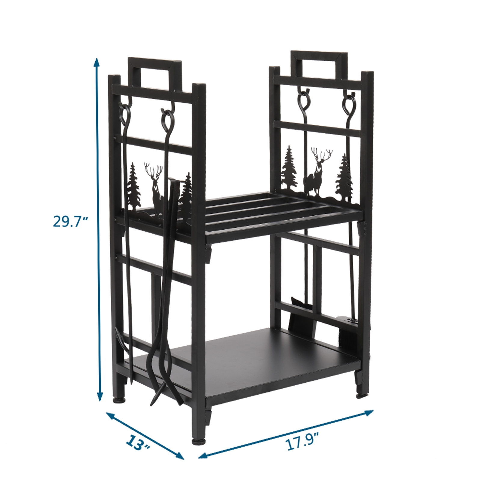 Download Firewood Rack Double Layer Firewood Holder With Animal Pattern And Tool Fireplace Wood Storage Holder Indoor Outdoor Fire Wood Storage Iron Firewood Log Holder Walmart Com Walmart Com