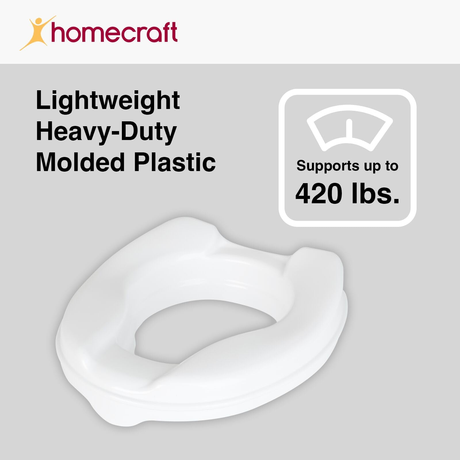 Homecraft Savanah Raised Toilet Seat, 2" High, 1 Pack