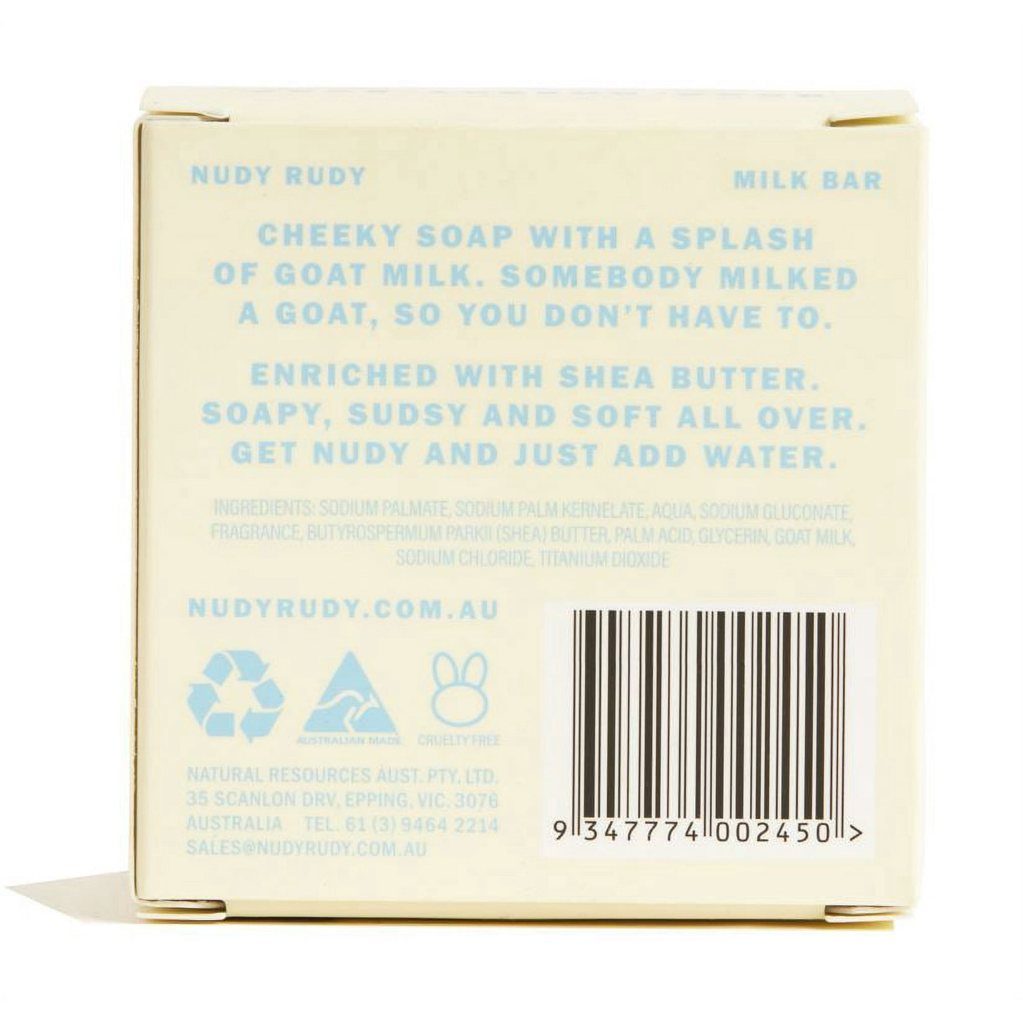 (3 pack) Nudy Rudy Milk Bar – Soap with Goat Milk and Shea Butter – 4.2oz
