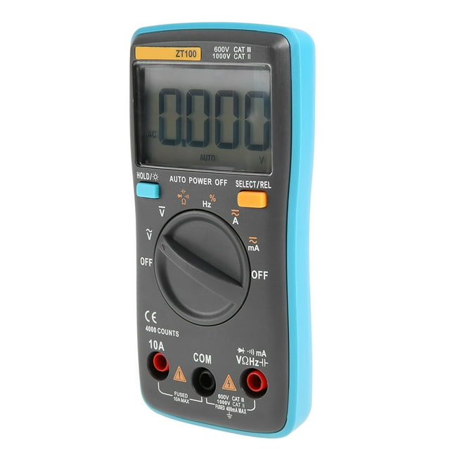 ZT100 Multimètre Numérique Auto-Rangement 4000 Unités avec Écran LCD Rétroéclairé – Design Portable Mini, Détection de Fil sous Tension/courant AC/DC, Résistance, Capacité, Test de Diode et Continuité, une Main