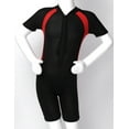 thumbnail image 4 of TSSOE Girls Boys One-Piece Short Sleeve Zippered Shorty Wetsuit Swimsuit Rashguard Sun Protection Black 10, 4 of 7