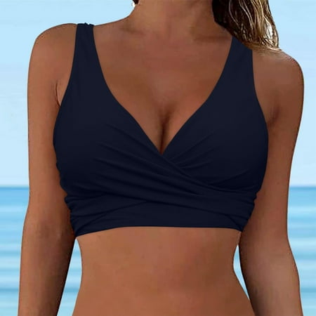 Clearance & Promo  Women s Solid Swimsuit Push-Up Padded  Sleeveless Blouse  Fashion Swimwear  Beach Pool  Full Coverage  Supportive Bra  Quick-Dry Material  Swimsuit for Women | Navy M  SOPABC