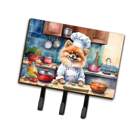 Pomeranian The Chef Leash or Key Holder 6 in x 9 in