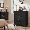thumbnail image 6 of Joaxswe 4 Drawer Dresser with Antique Bronze Handles, Tall Wood Chest of Drawers Dressers for Bedroom, Living Room, Black, 6 of 11