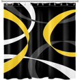 thumbnail image 4 of Abstract Geometric Shower Curtain for Bathroom,Yellow Grey and White Striped on Black Background Fabric Shower Curtain with Hooks,Modern Aesthetic Bathroom Curtains Shower Set,72x84 inches, 4 of 6