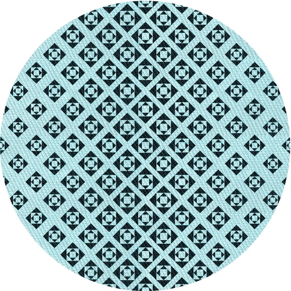 Ahgly Company Machine Washable Indoor Round Transitional Electric Blue Area Rugs, 5' Round
