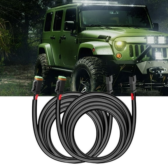 Nilight 2Pcs 16AWG 10 Feet Wiring Harness Extension Kit, Extended Plug and Play 2-pin Socket DT Connector Wire Cord for Offroad Led Light Bar Work Light Led Pod Driving Fog Boat Light