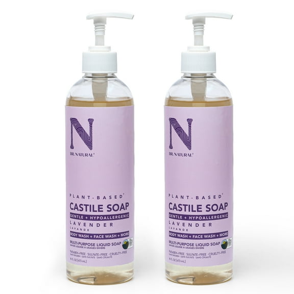 Dr. Natural Castile Liquid Soap, Bathroom Soap, Lavender, 16 oz, 2 pk