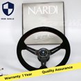thumbnail image 1 of NARDI 350mm 14' Deep Tapered 90mm Suede Leather Red Stitching Sports Steering Wheel -, 1 of 4