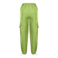 thumbnail image 5 of Hudaneo Girls Cargo Pants High Waisted Baggy Streetwear Pants with Pockets Wide Leg Streetwear Kids Pants, Green 4-5 Years, 5 of 7