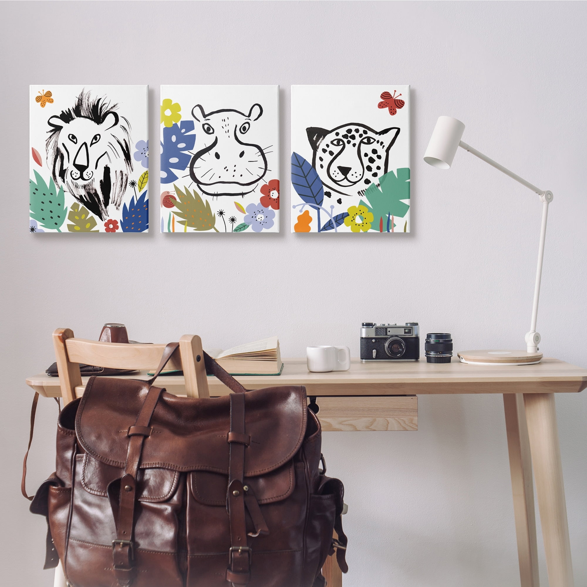Stupell Industries Jungle Animal Kingdom Colorful Kids Pet Illustration,16 x 20, Design by Abi Hall